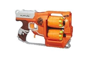 The Flip Fury is a cool nerf gun that's sometimes picked up by the older kids when they participate in our Nerf Gun Party.