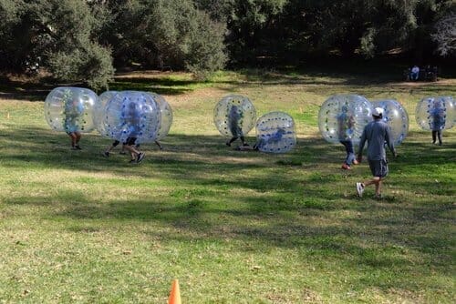Kids playing Bubble Soccer in Orange County