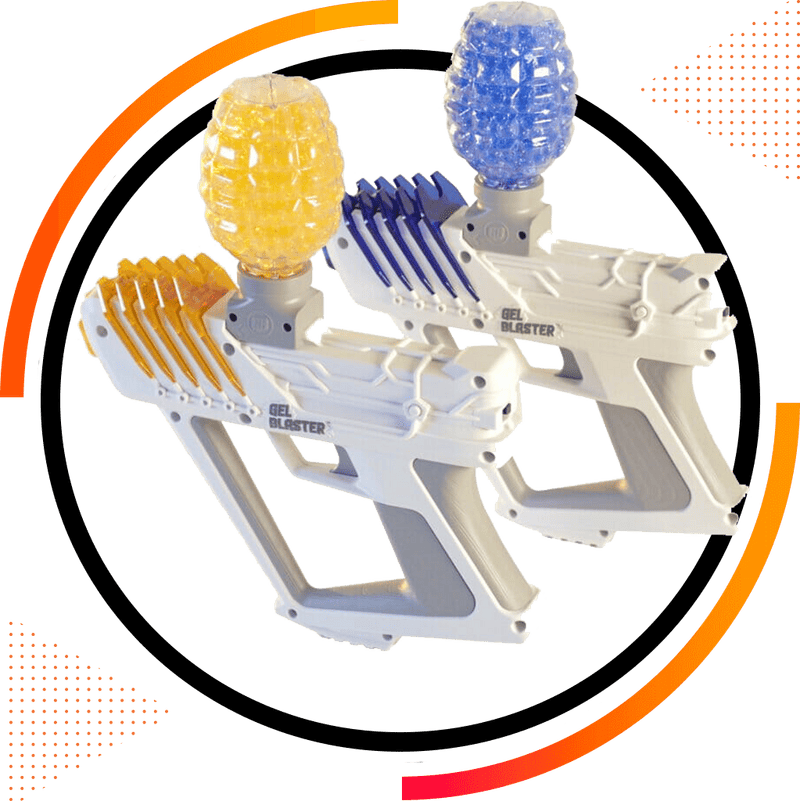 GelBlaster Surge guns are available in team Orange and team Blue Colors