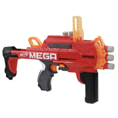 The Nerf Mega Bulldog is a precision striker and is perfect for a defensive and offensive strategy when you're in a Mega Nerf War Battle