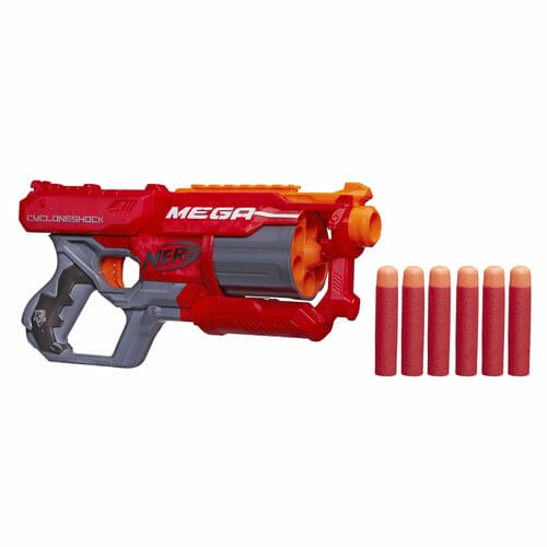 Mega Nerf CycloneShock is a popular choice that packs a punch with it's quick rotary fire ability